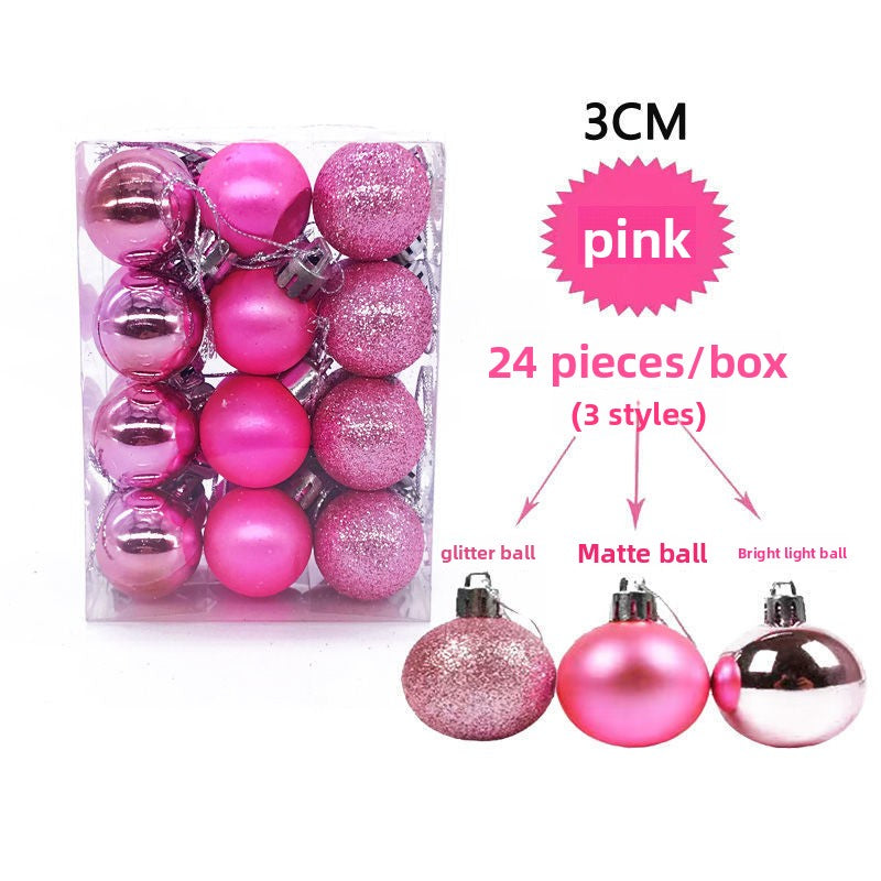 24 Pack 3cm Plastic Christmas Tree Hanging Decoration Balls Electroplated Matte Ornaments