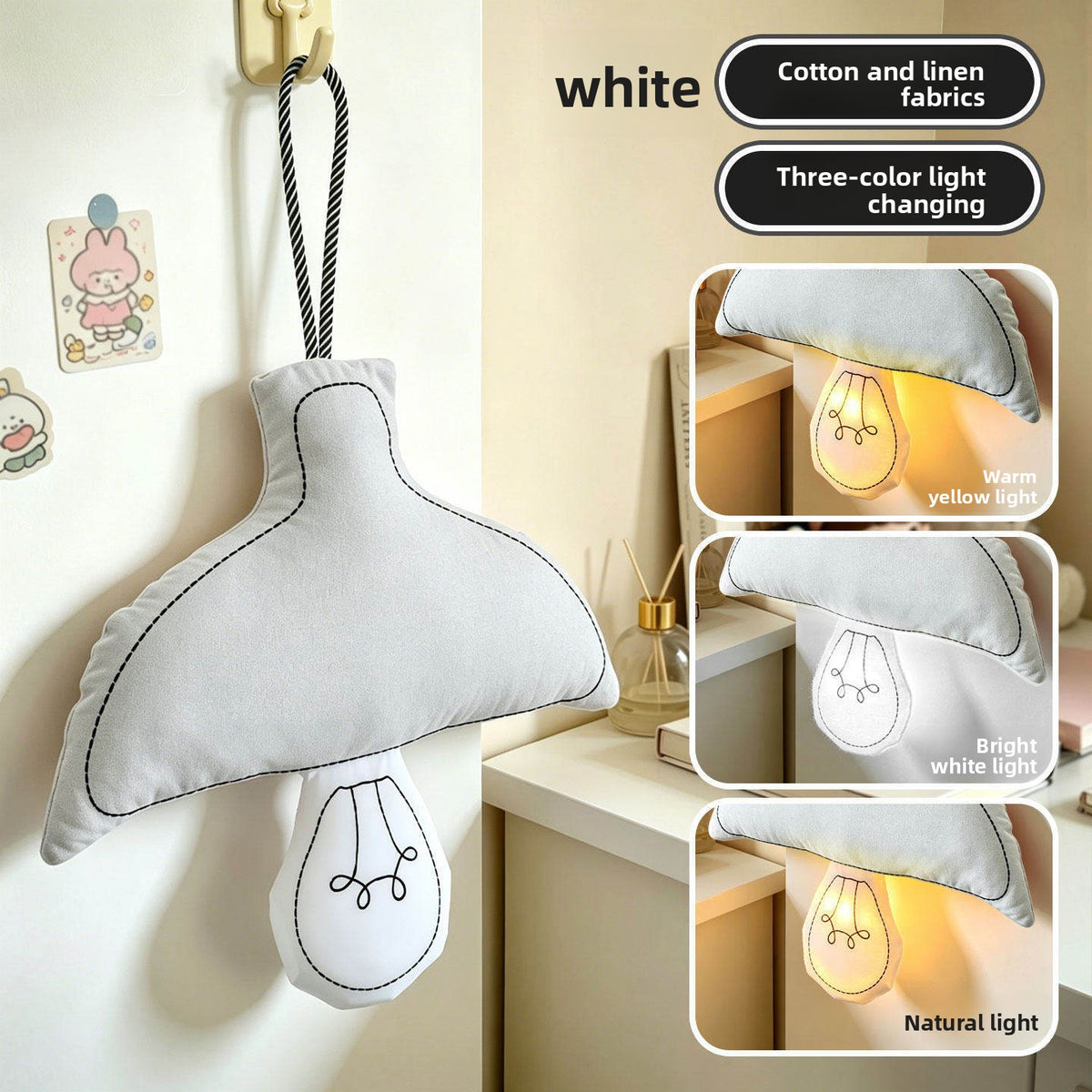 Creative Cute Bulb-Shaped Fabric Wall Light Touch Switch LED Night Light