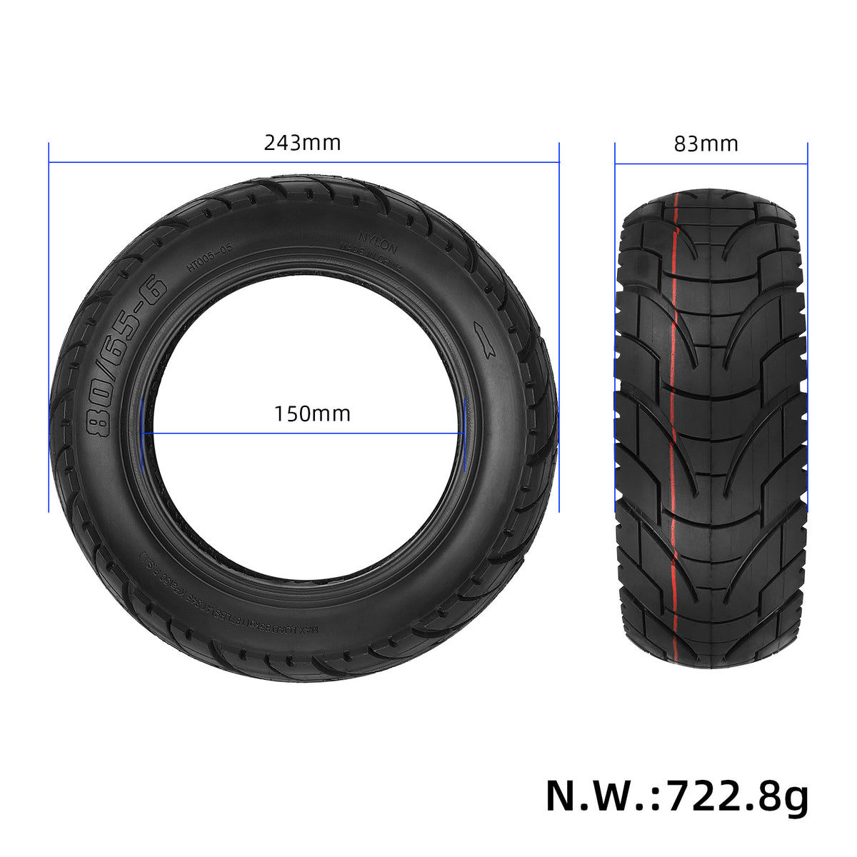 10-Inch Pneumatic Road Tire for Electric Scooters