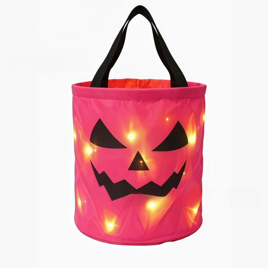 Halloween Glowing Pumpkin Candy Bucket with LED Lights