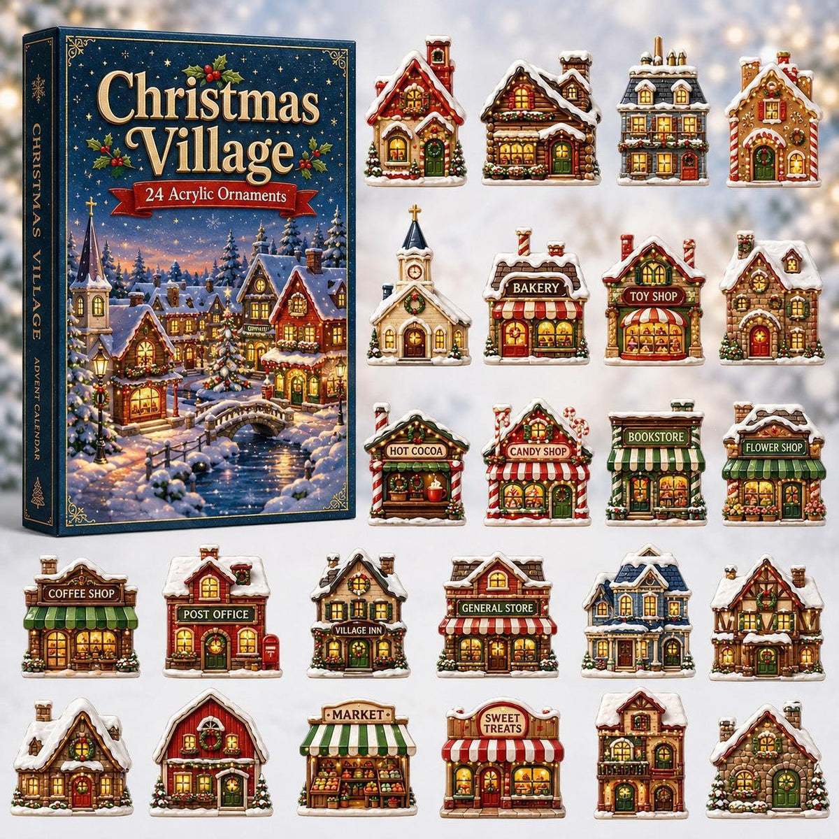 Christmas Advent Calendar Acrylic Blind Box Decoration Collectible Toy