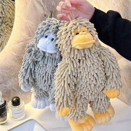 Cute 3D Chenille Doll Hand-Wiping Ball Super Absorbent Hanging Towel for Kitchen Bathroom