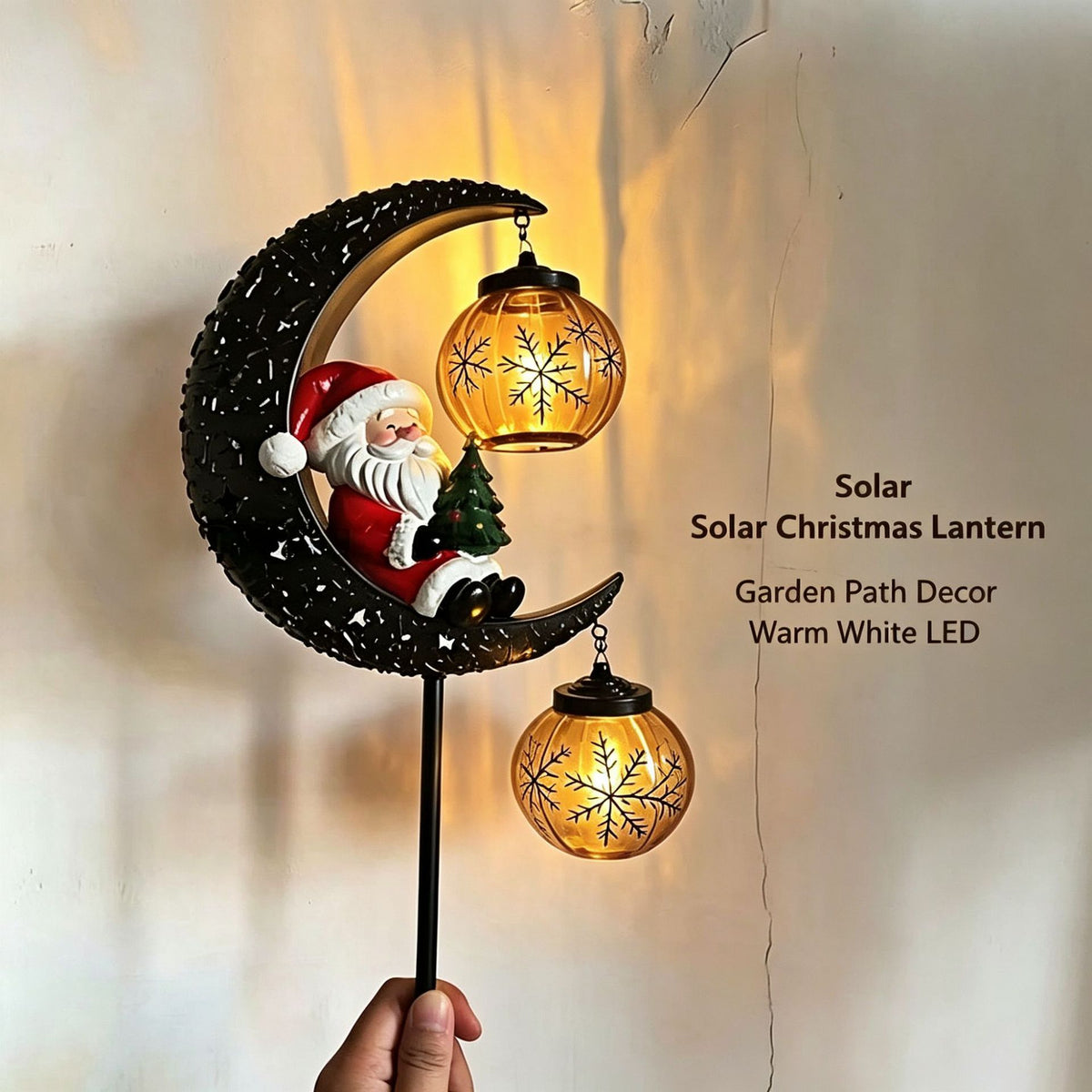Christmas Solar Powered LED Garden Light with Moon and Santa Design