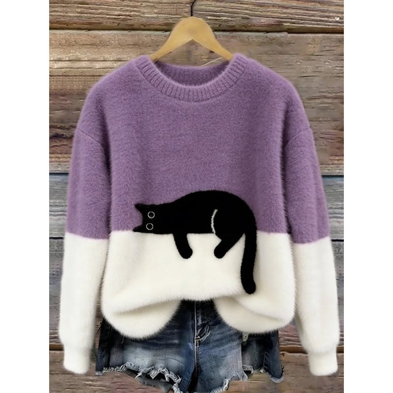 Womens 3D Printed Christmas Flannel Pullover Sweatshirt