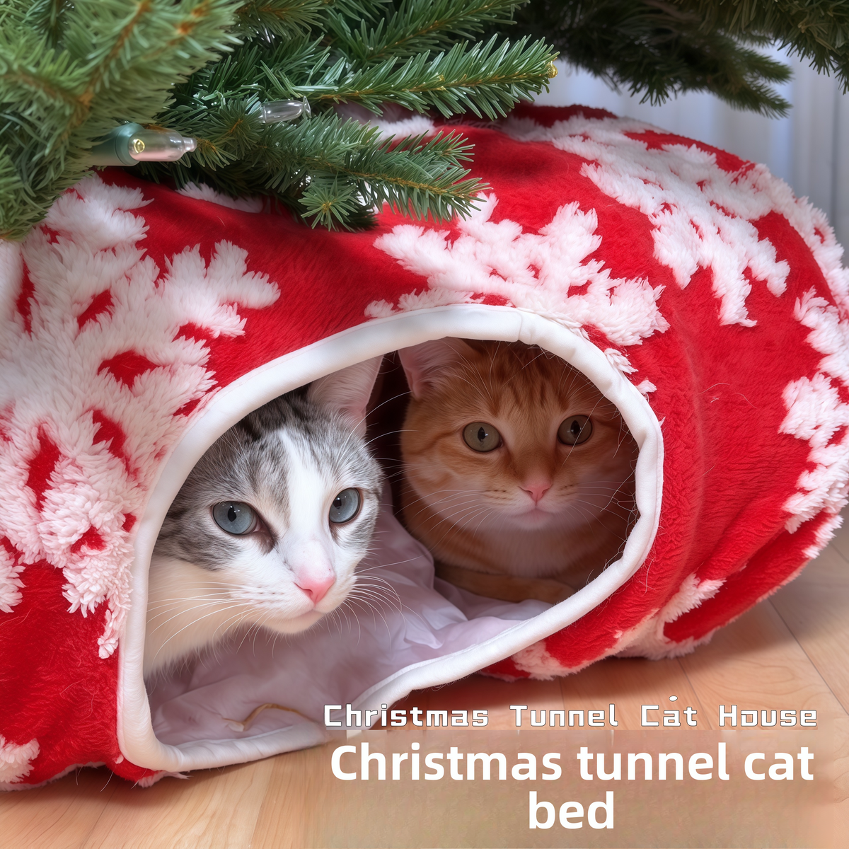 Christmas tunnel cat nest Christmas atmosphere