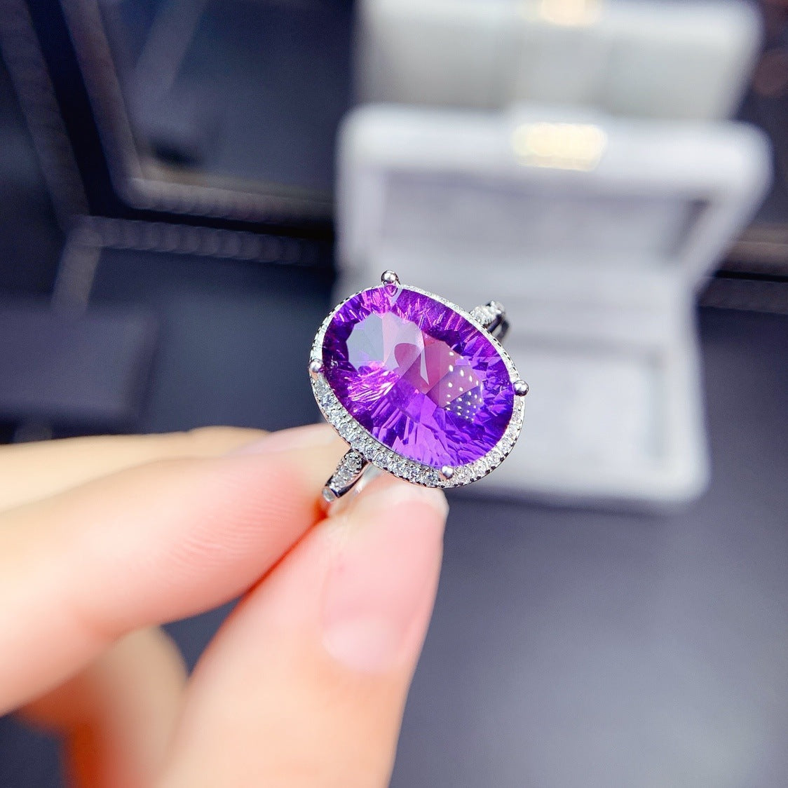 Six-Claw Simulated Diamond Ring