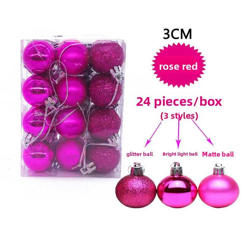 24 Pack 3cm Plastic Christmas Tree Hanging Decoration Balls Electroplated Matte Ornaments