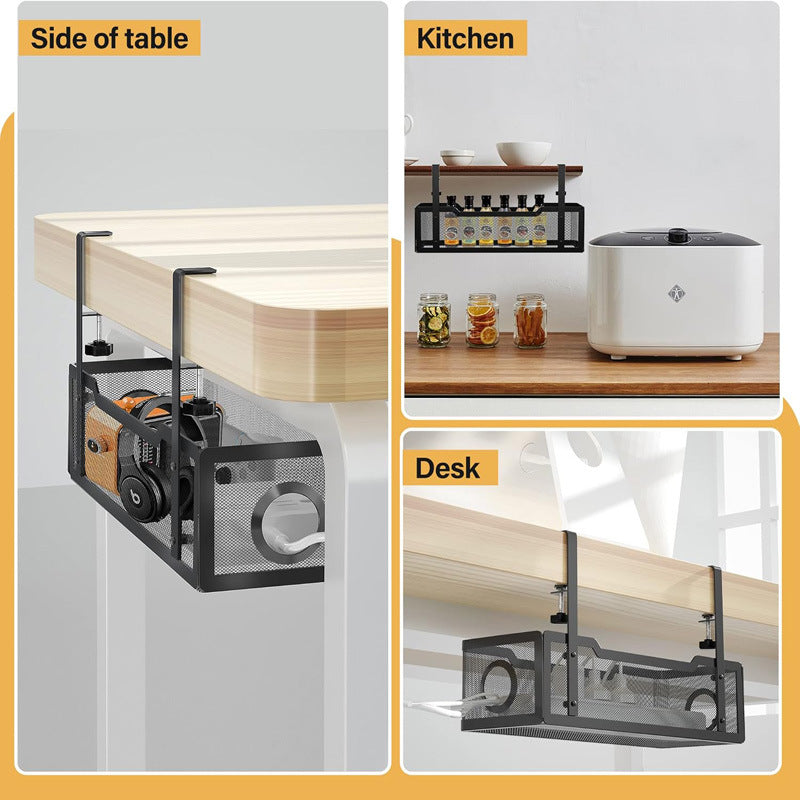 No-drill power strip storage rack