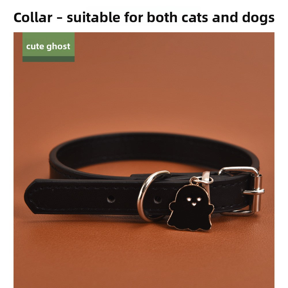 Halloween Pumpkin Lantern Pu Leather Dog Collar