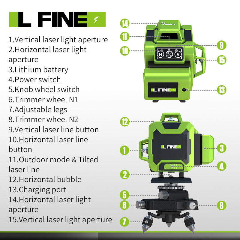 Green Laser Level 12/16 Line