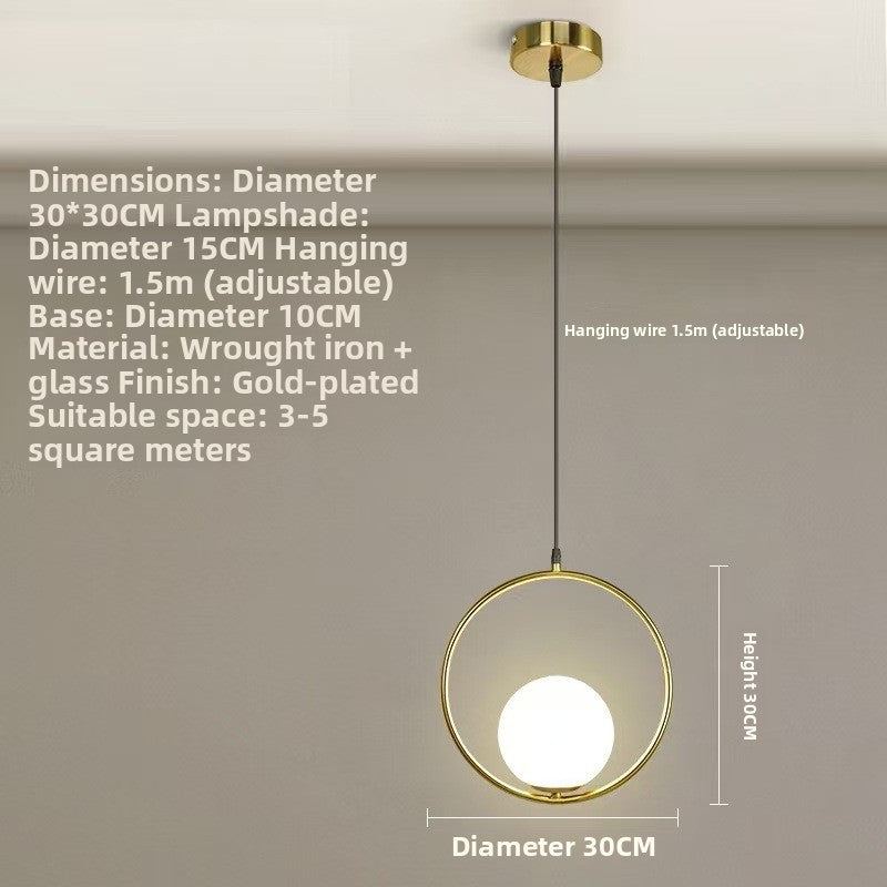 Modern Minimalist Single-Head Glass Hanging Pendant Lamp for Bedroom Corridor