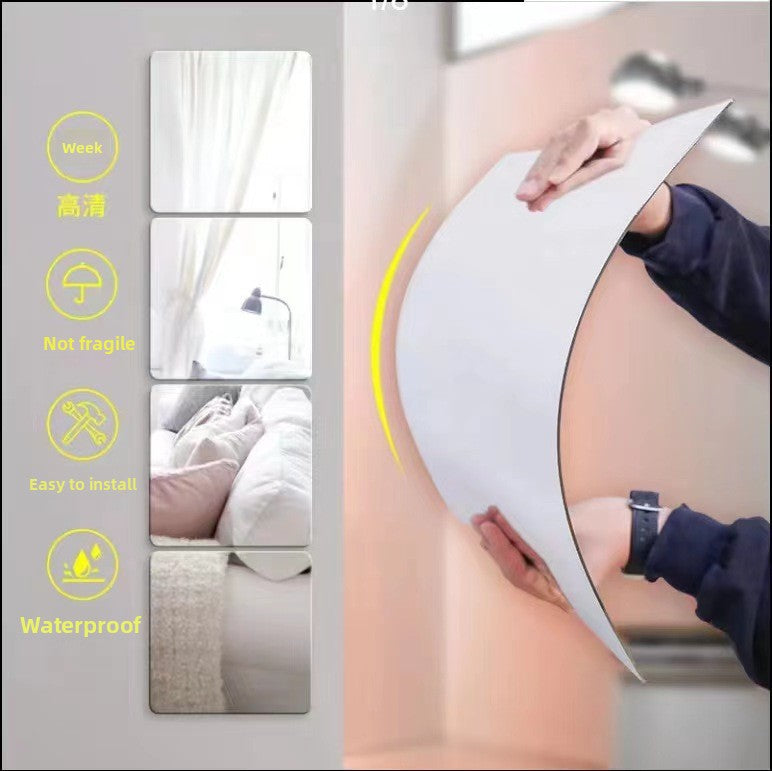 Self-Adhesive Acrylic Mirror Wall Sticker with Decorative Patterns