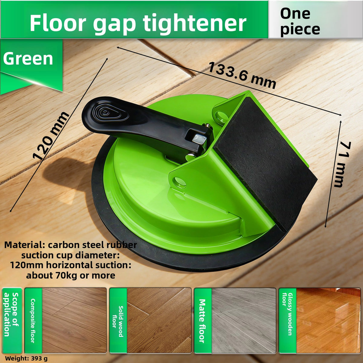 Floor Gap Tightener with Suction Cup for Wood and Tile Repair