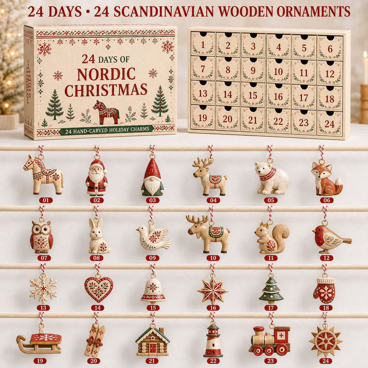 Christmas Advent Calendar Acrylic Blind Box Decoration Collectible Toy