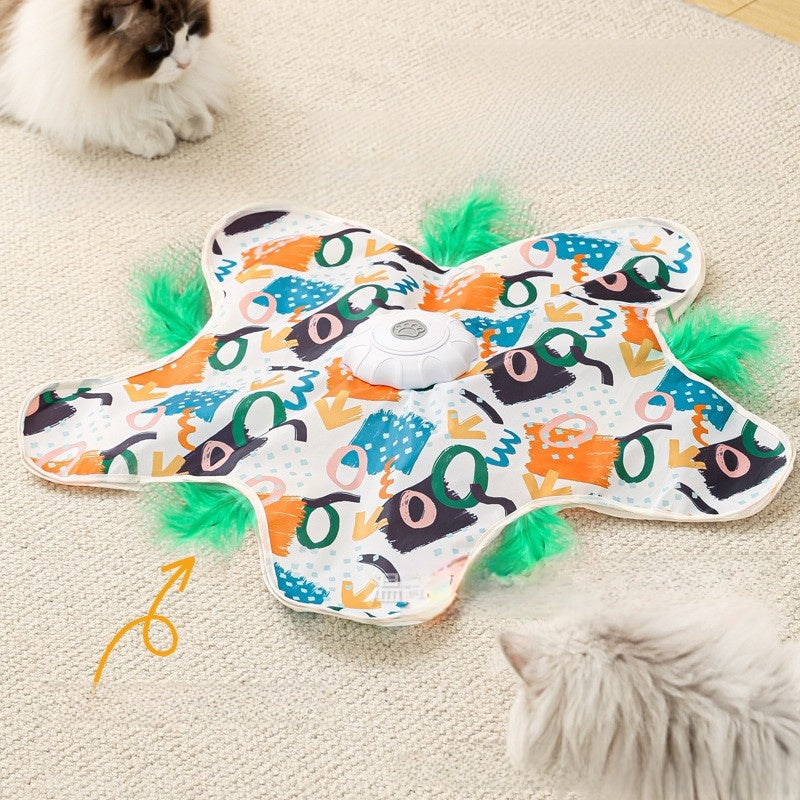Automatic Interactive Cat Play Toy with Feather Teaser