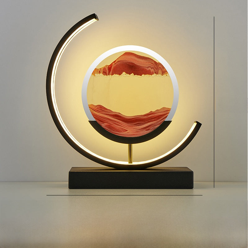 Glass hourglass table lamp
