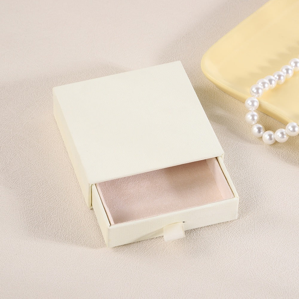 Solid Color Drawer Jewelry Storage Box with Velvet Lining for Earrings Rings Necklaces