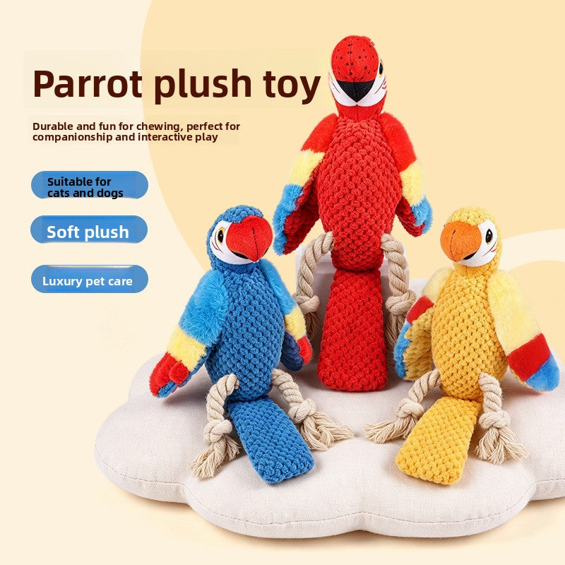 Interactive Squeaking Parrot Plush Chew Toy for Dogs