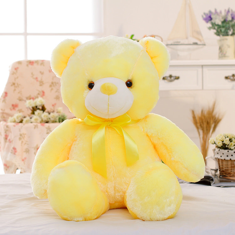 Candy-Colored Luminous Musical Teddy Bear Plush Toy, Soft Huggable Stuffed Animal for Birthday Christmas Gift