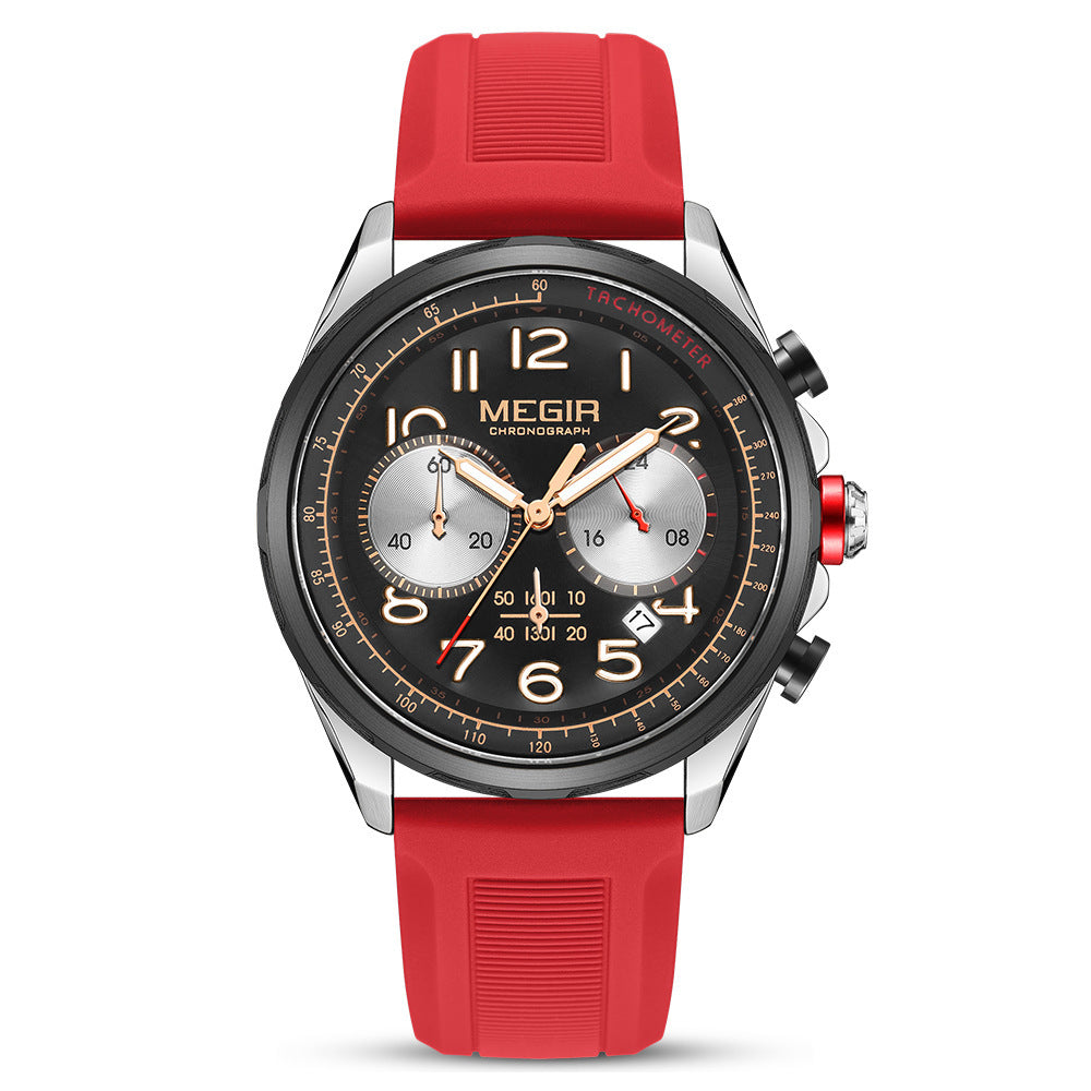 Men's Sport Chronograph Watch with Silicone Strap