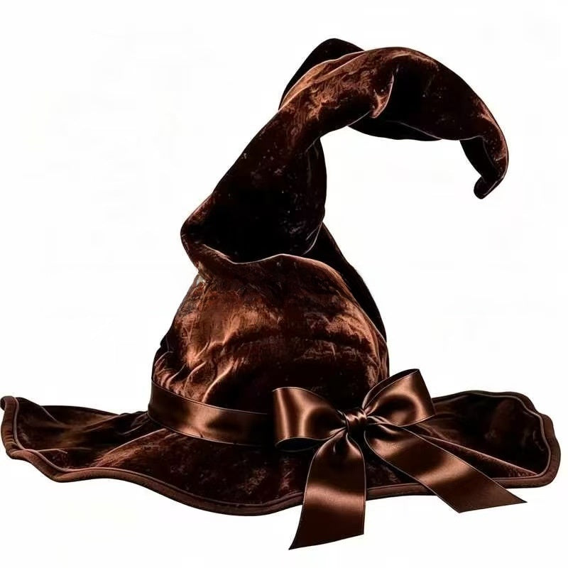 Velvet Witch Hat with Decorations for Halloween Party Costume Accessory