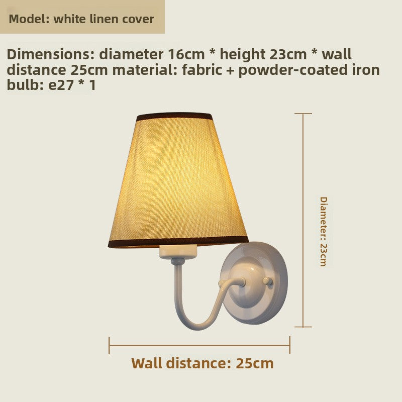 Fabric Shade Bedroom Wall Lamp with E27 Socket