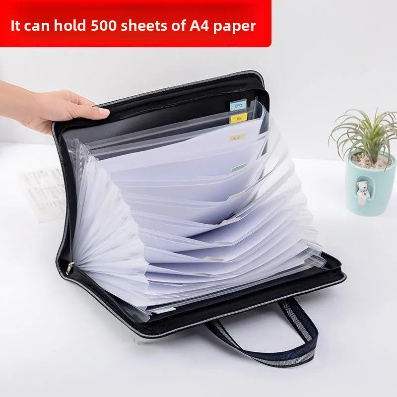 13-Layer Canvas A4 Expanding File Organizer Bag