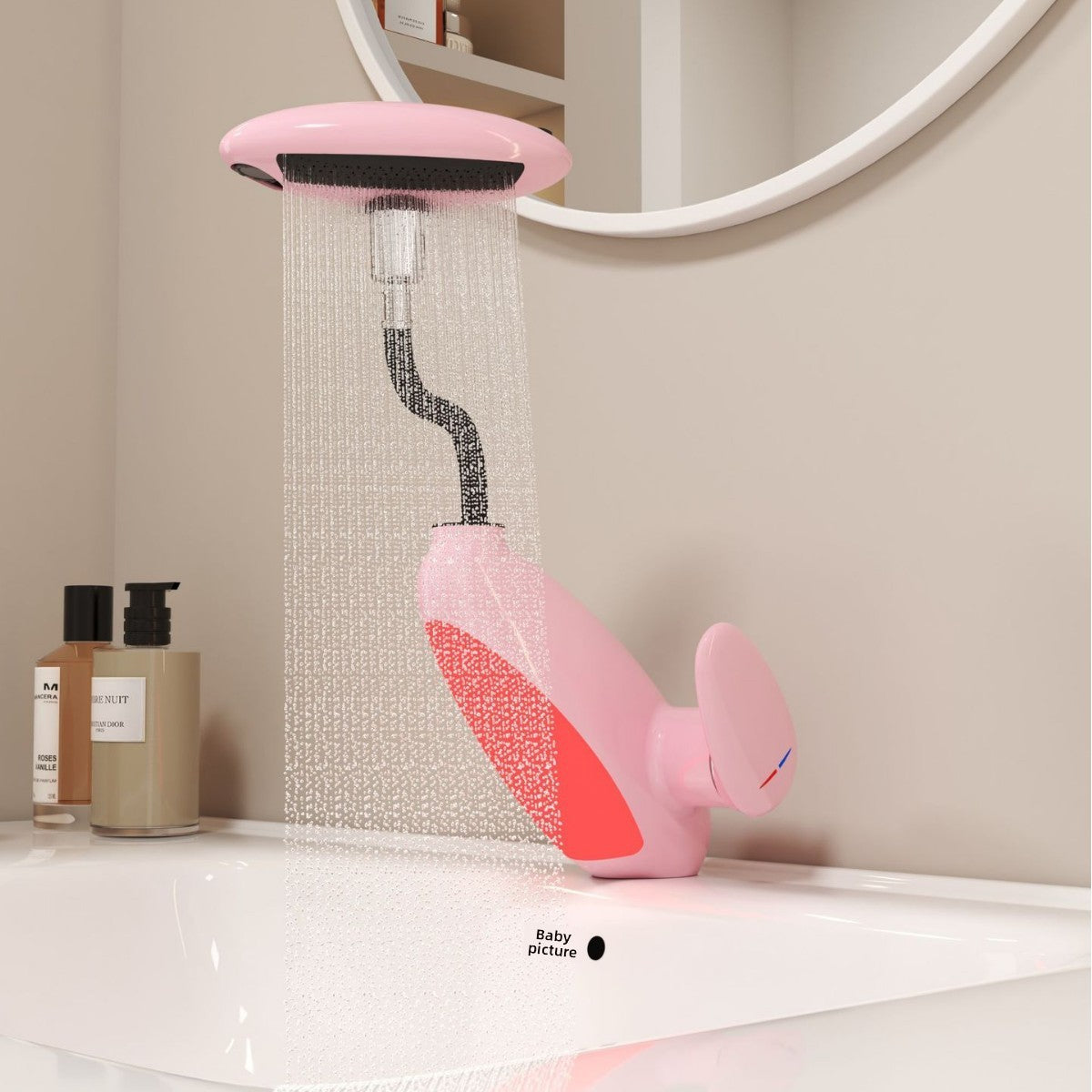 Penguin Pull-Out Faucet with Ambient Light for Bathroom Sink