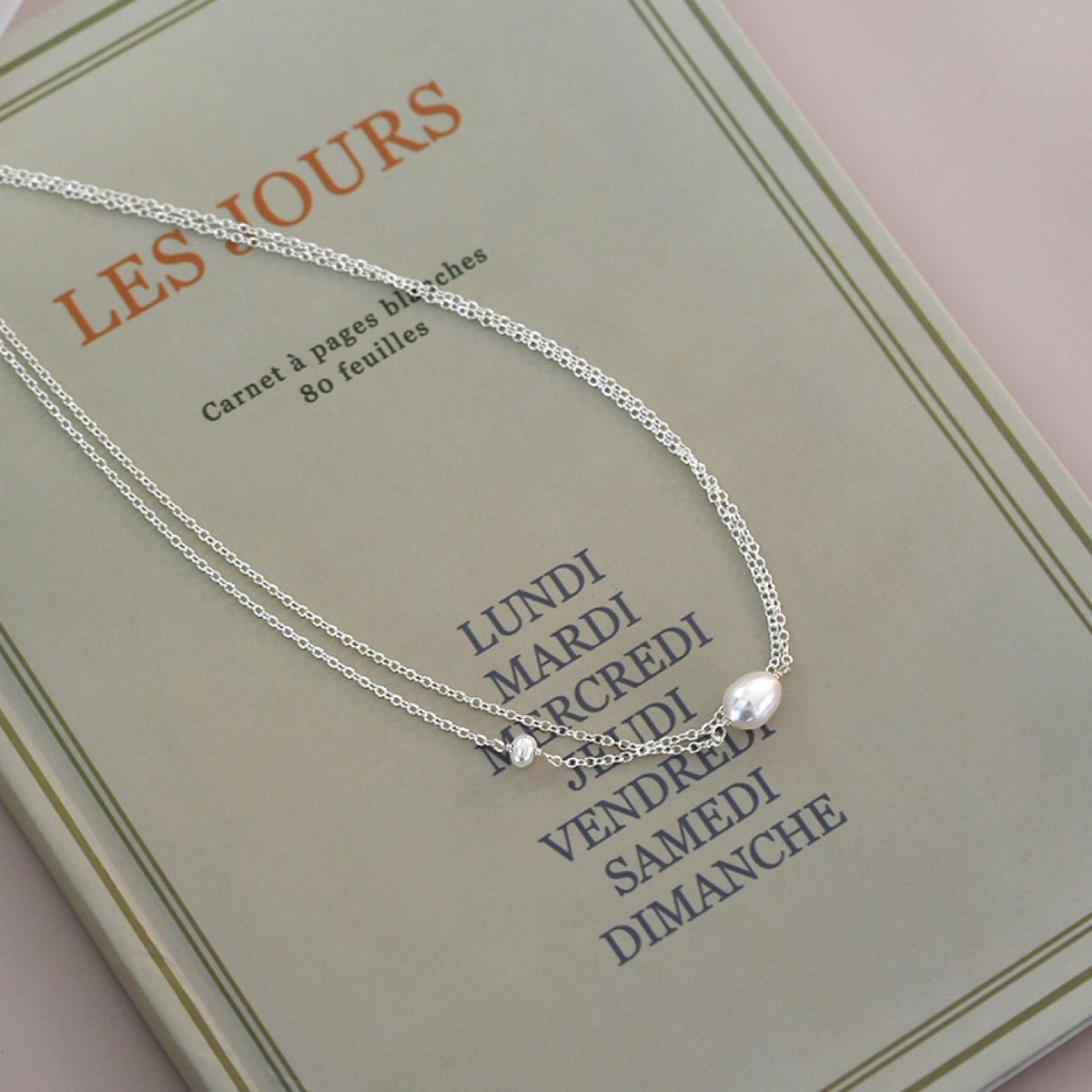 Stainless Steel Double-Layer Irregular Freshwater Pearl Clavicle Chain Necklace