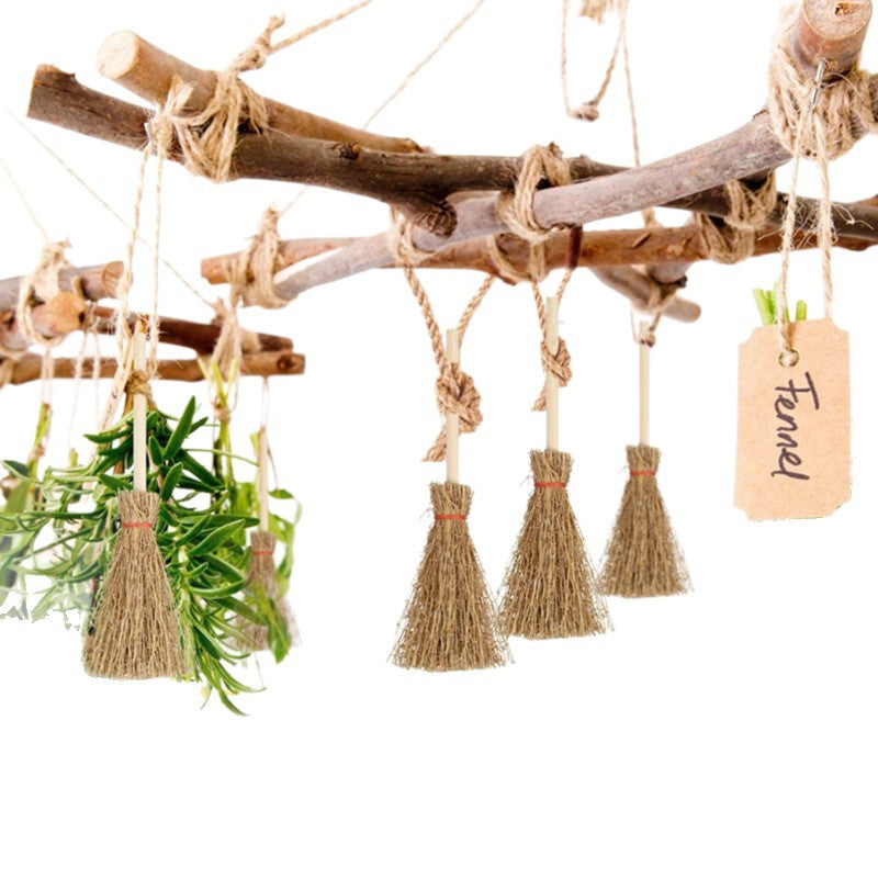 Mini red rope broom pendant