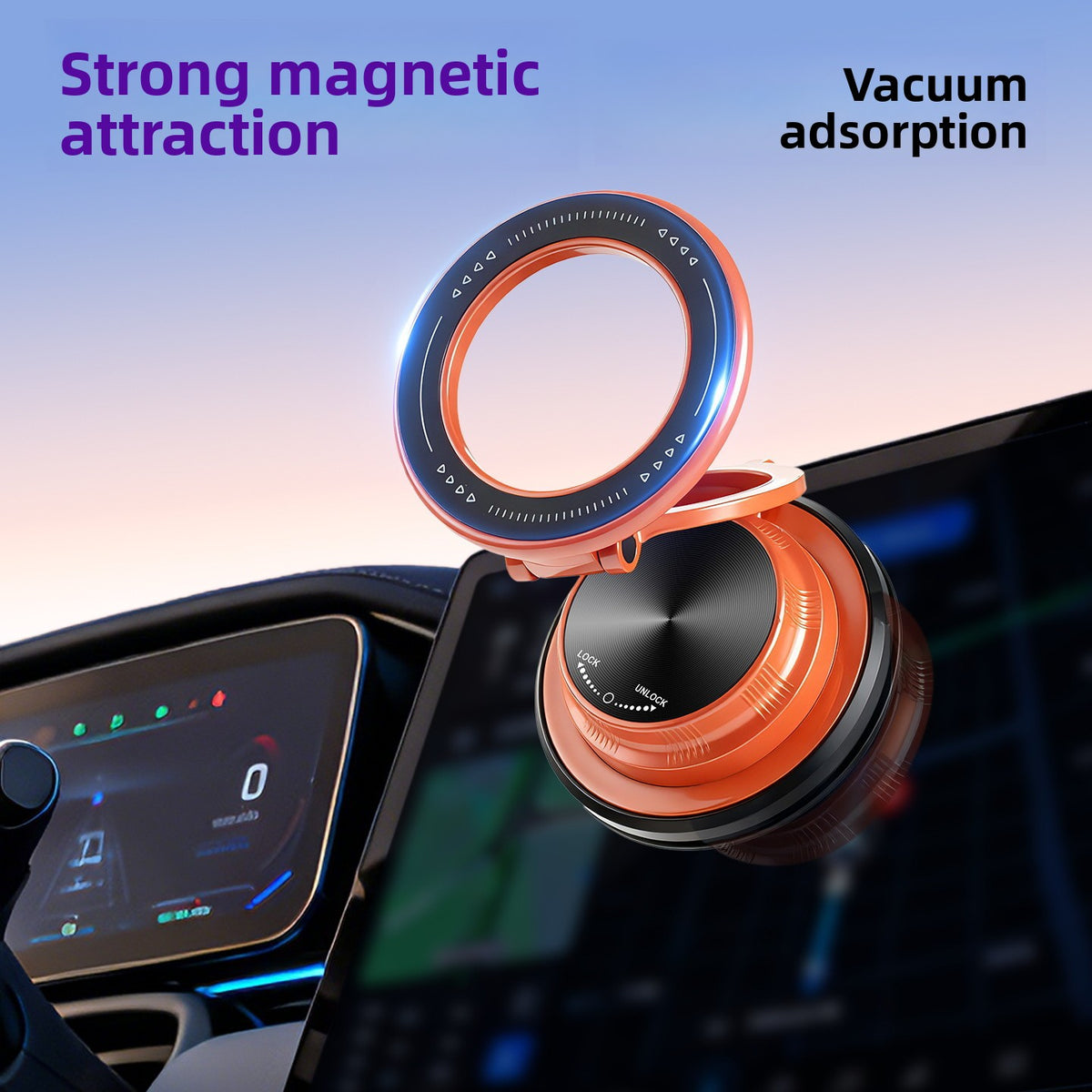 3-Axis Foldable Vacuum Suction Magnetic Dashboard Car Phone Holder