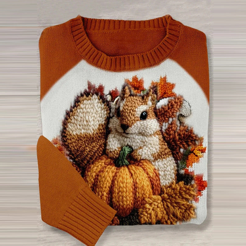 Women's 3D Printed Long Sleeve Sweatshirt Halloween Squirrel Novelty Top