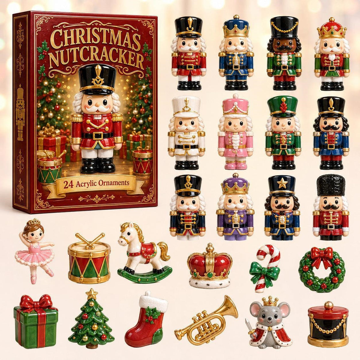 Christmas Advent Calendar Acrylic Blind Box Decoration Collectible Toy