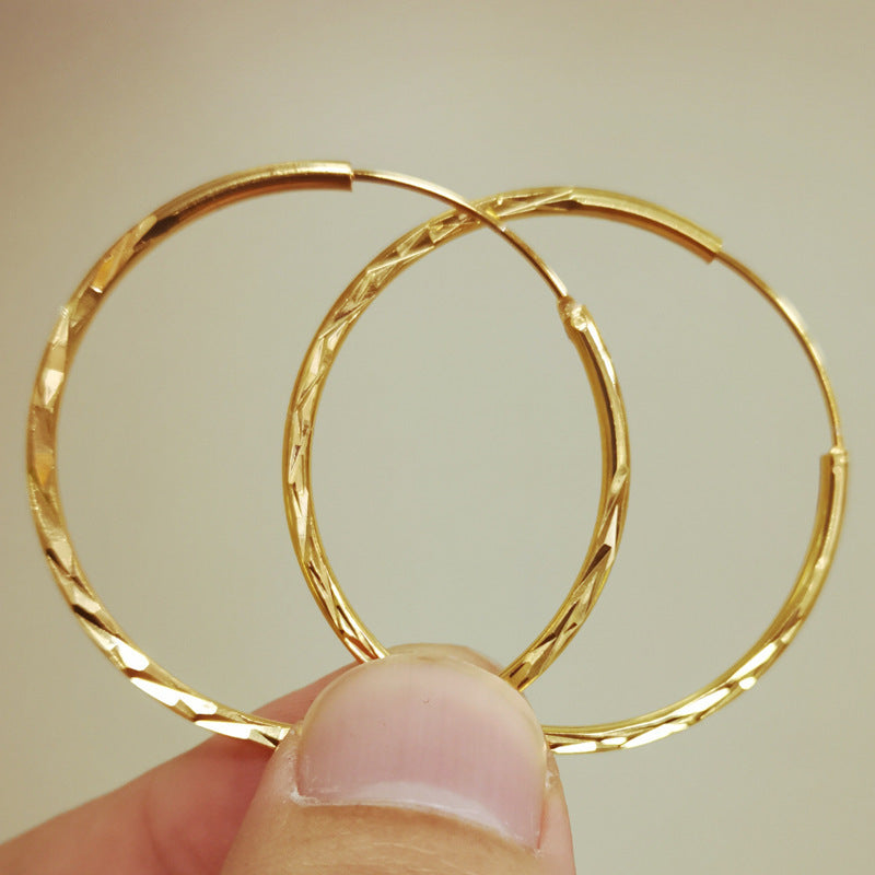 Gold-plated large round hoop earrings