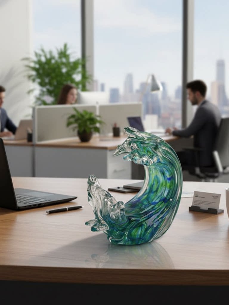 Transparent Glass Wave Ornament Abstract Decor