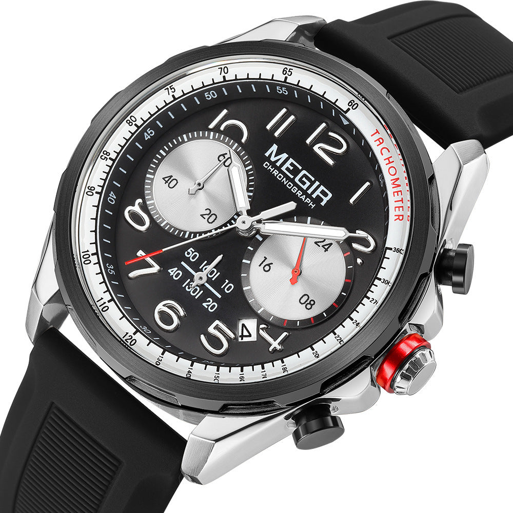 Men's Sport Chronograph Watch with Silicone Strap