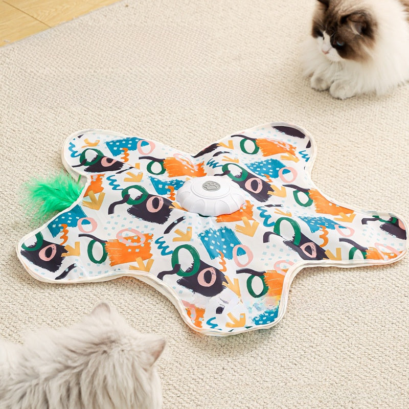 Automatic Interactive Cat Play Toy with Feather Teaser