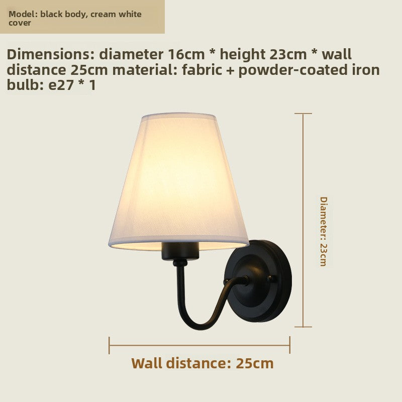 Fabric Shade Bedroom Wall Lamp with E27 Socket
