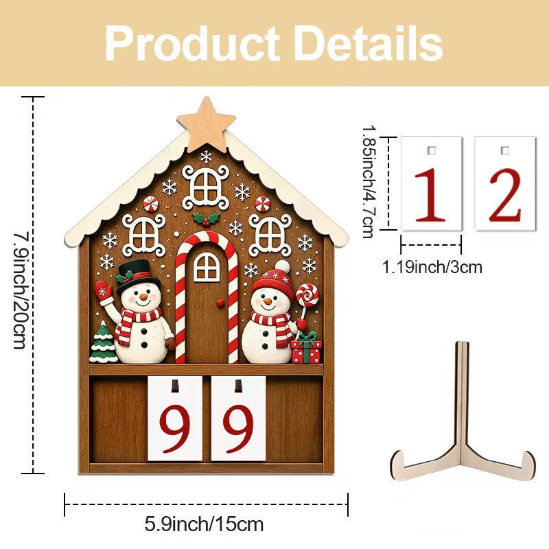 Wooden Christmas Advent Calendar Desktop Decoration