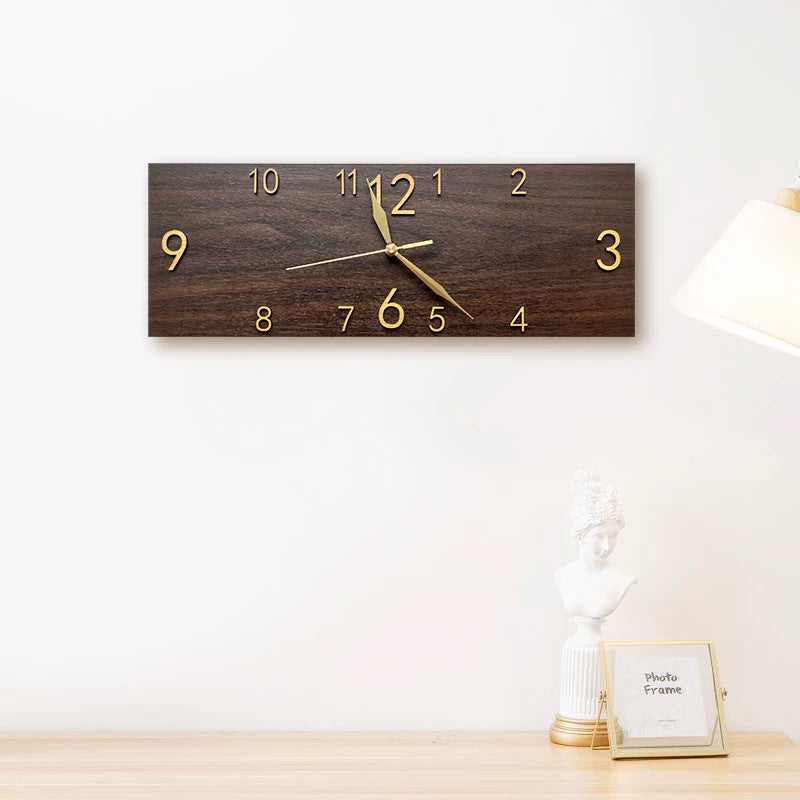 Retro Rectangular Digital Wall Clock with Solid Wood Frame