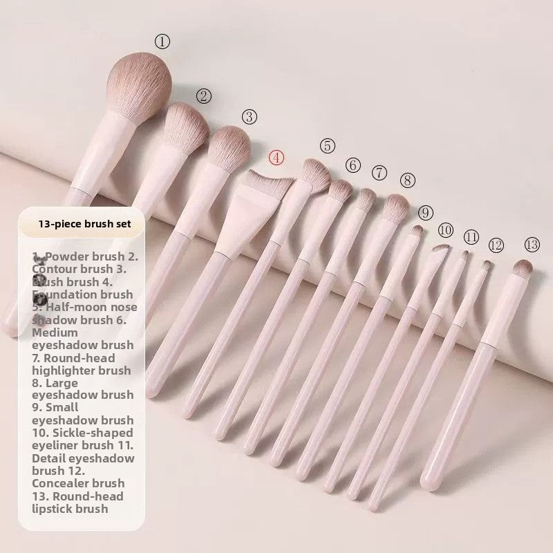 13-Piece Portable Makeup Brush Set Soft Artificial Fiber Bristles with Bag for Eyeshadow Blush Foundation
