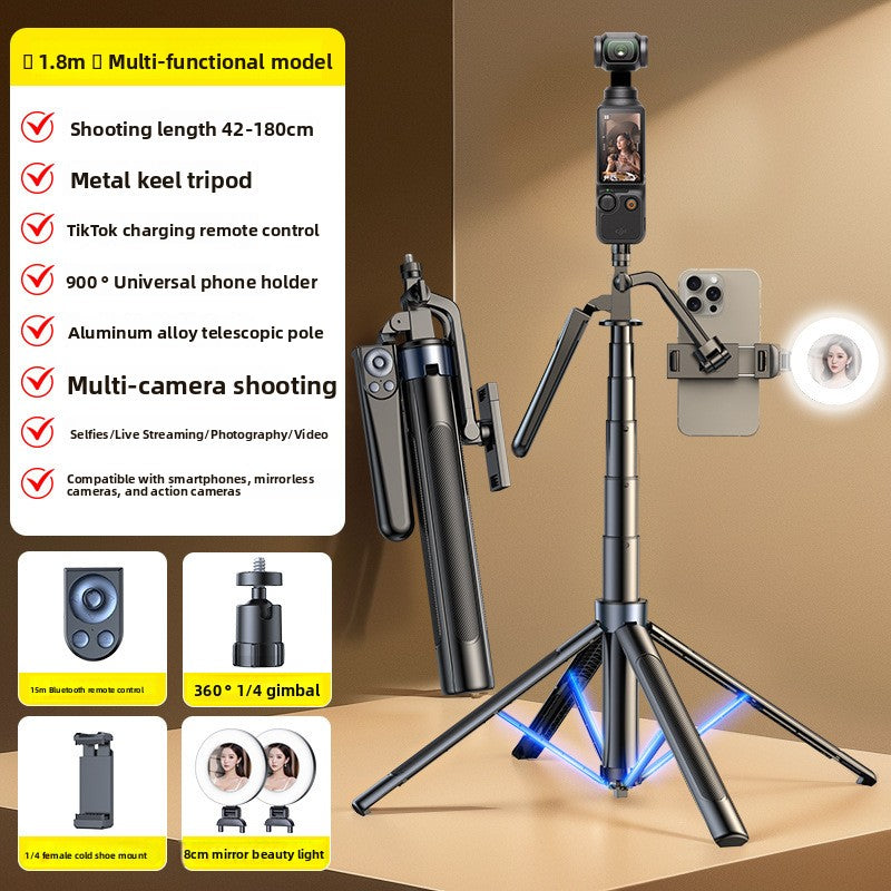 AI Facial Tracking 360 Rotation Camera Stand with LED Lights