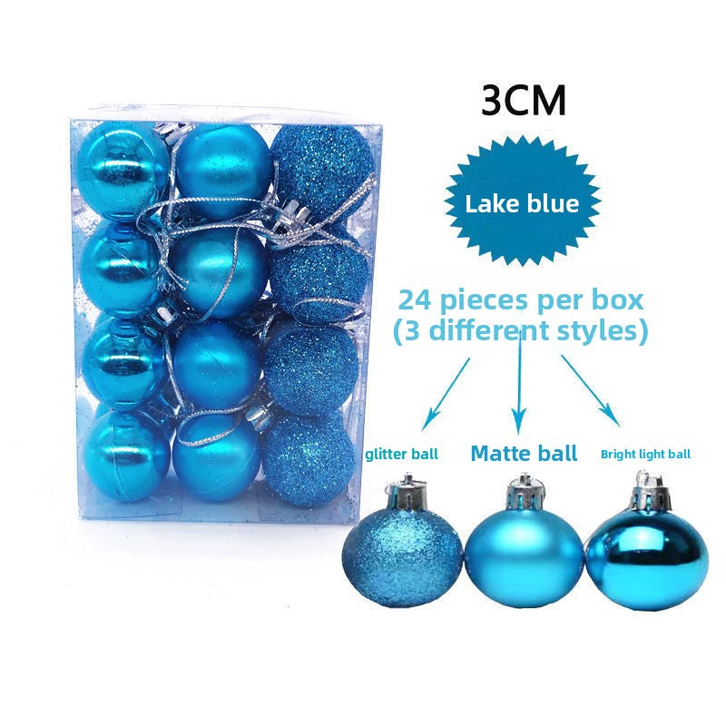 24 Pack 3cm Plastic Christmas Tree Hanging Decoration Balls Electroplated Matte Ornaments