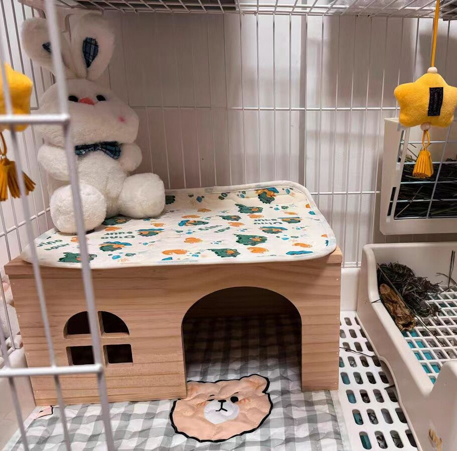 Wooden Rabbit Hideaway House Bed Platform
