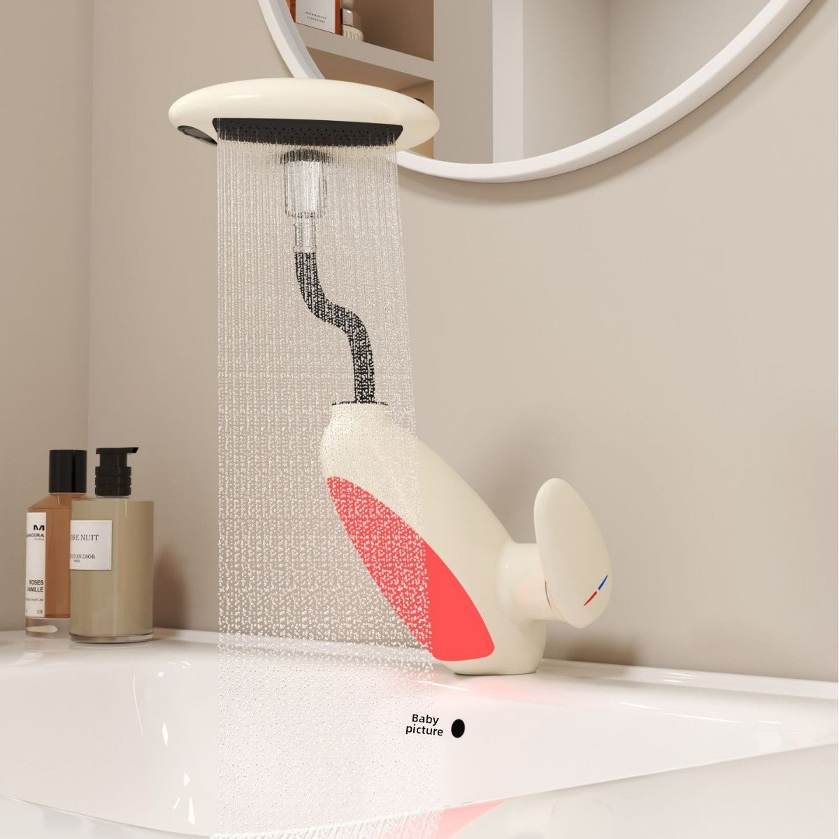 Penguin Pull-Out Faucet with Ambient Light for Bathroom Sink