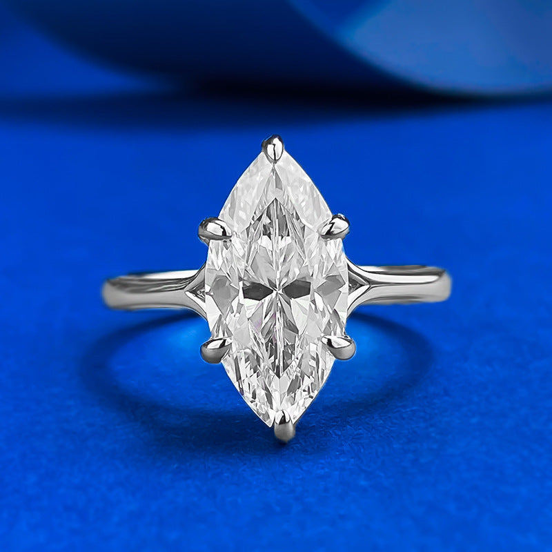Marquise Cut Geometric Silver Ring