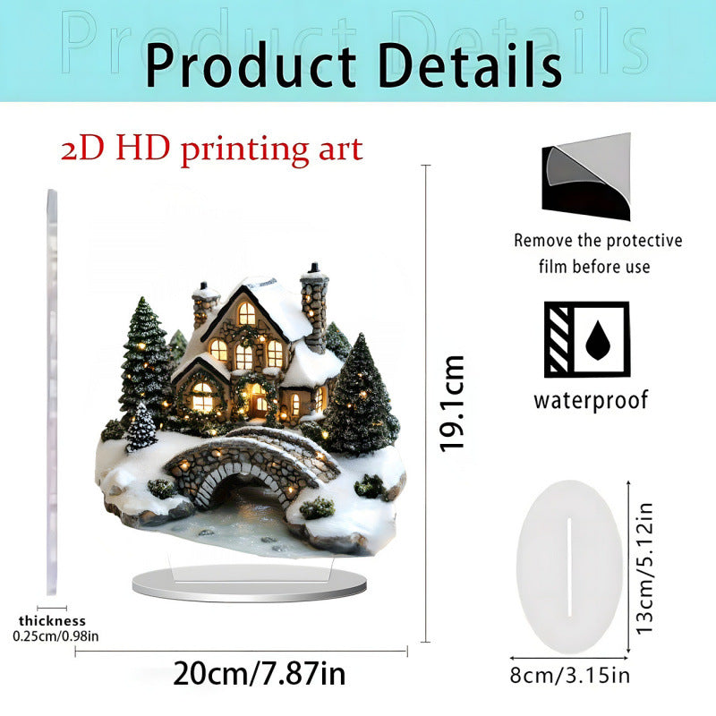 Christmas Carousel 2D Acrylic Stand Holiday Ornament Home Decoration