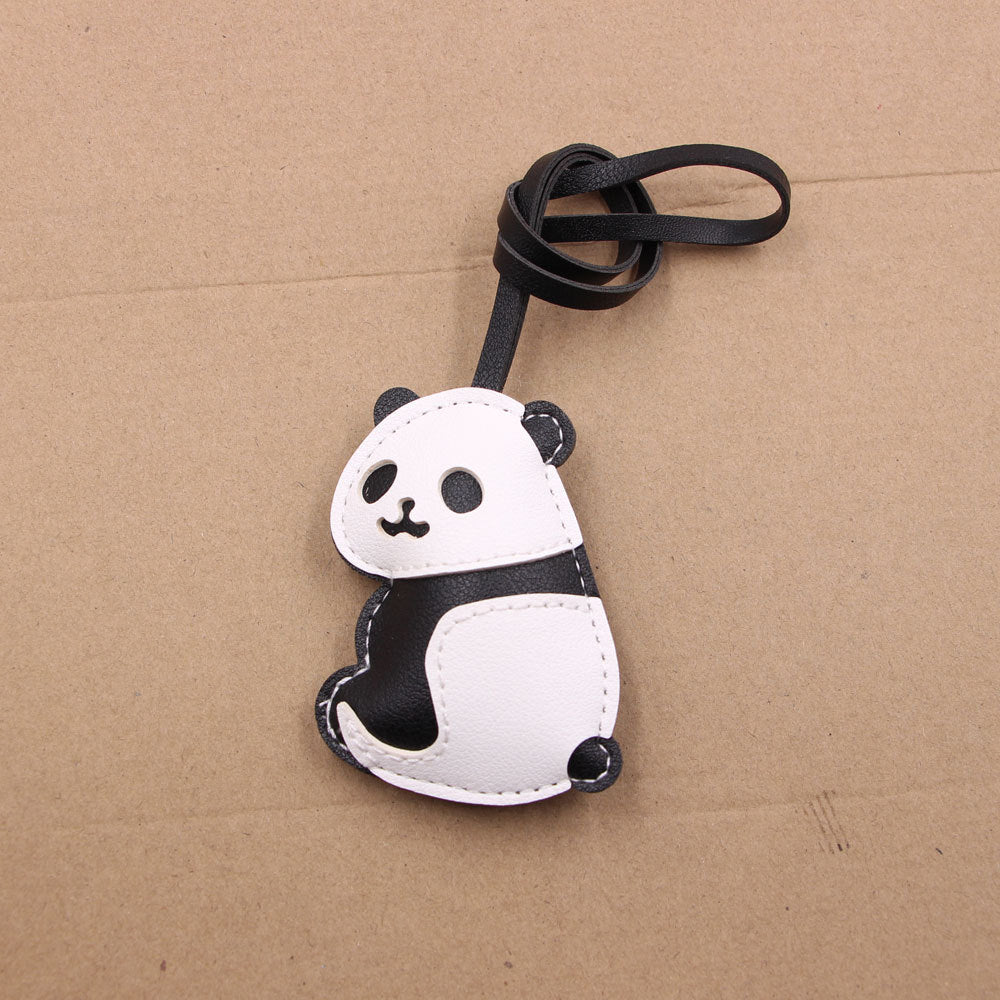 Cute Panda PU Leather Luggage Bag Pendant Charm Decoration Accessories