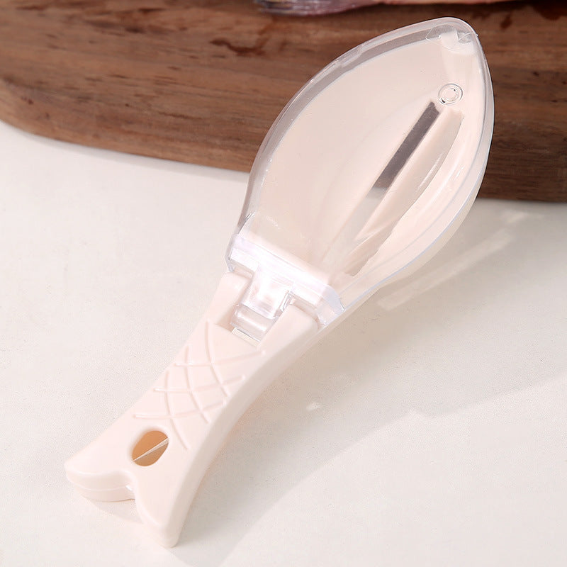 Fish scaler removal tool with lid scraper