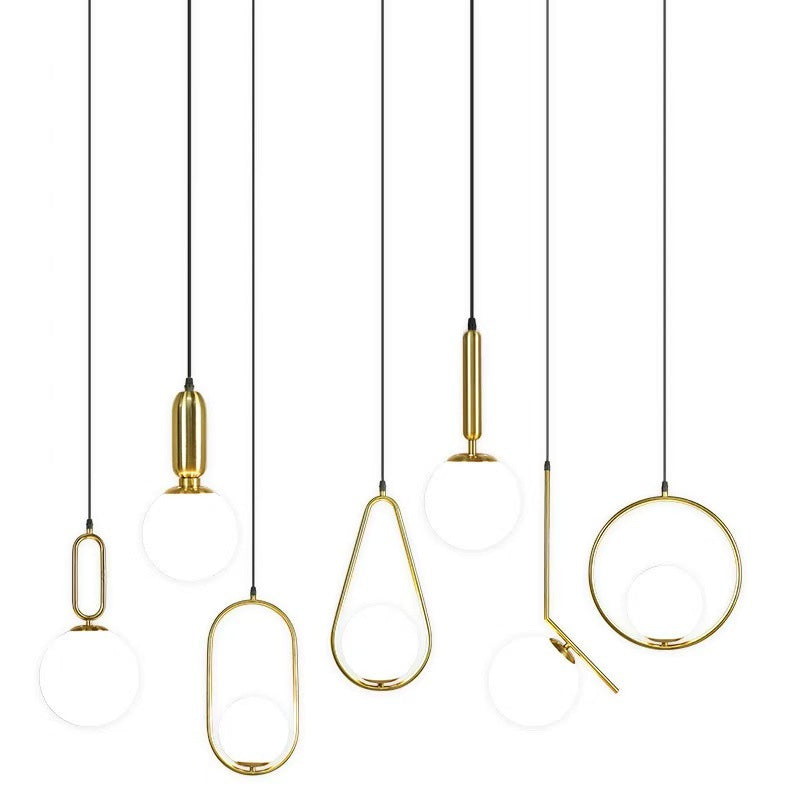 Modern Minimalist Single-Head Glass Hanging Pendant Lamp for Bedroom Corridor